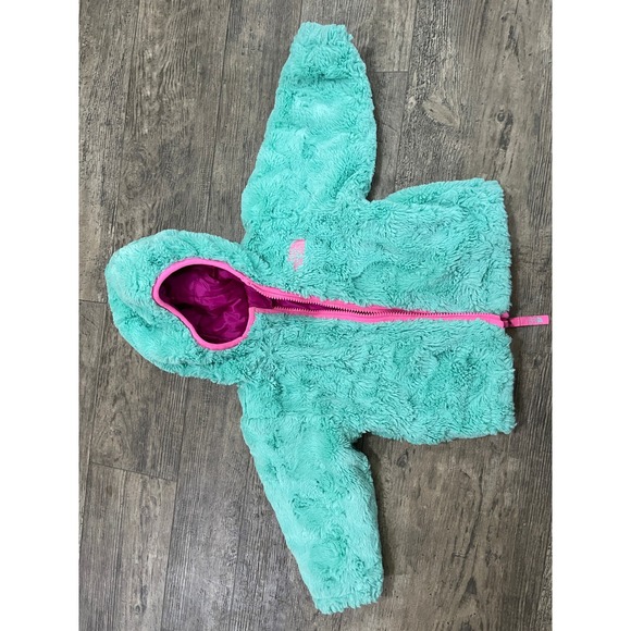 The North Face Infant Girls Reversible Mossbud Swirl Hooded Jacket Pink 6-12MO - Picture 6 of 8